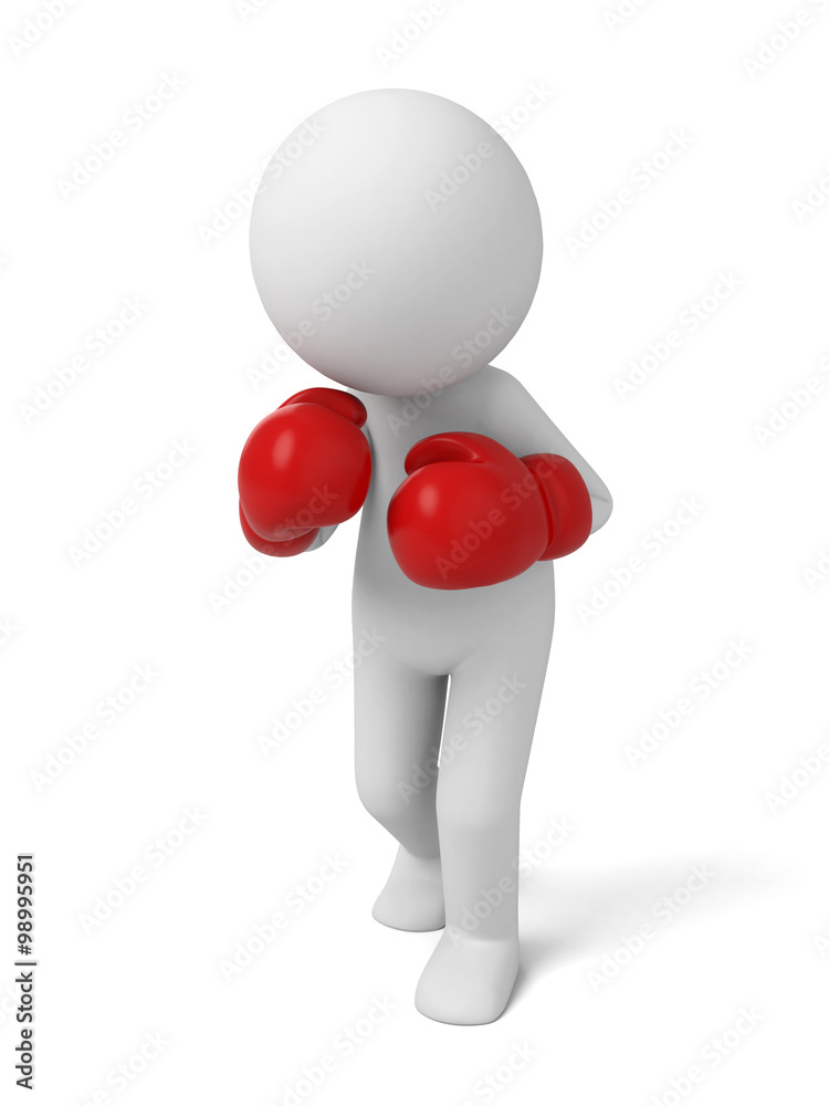 3d people with red boxing gloves. 3d image. Isolated white background 3d people with red boxing gloves. 3d image. Isolated white background