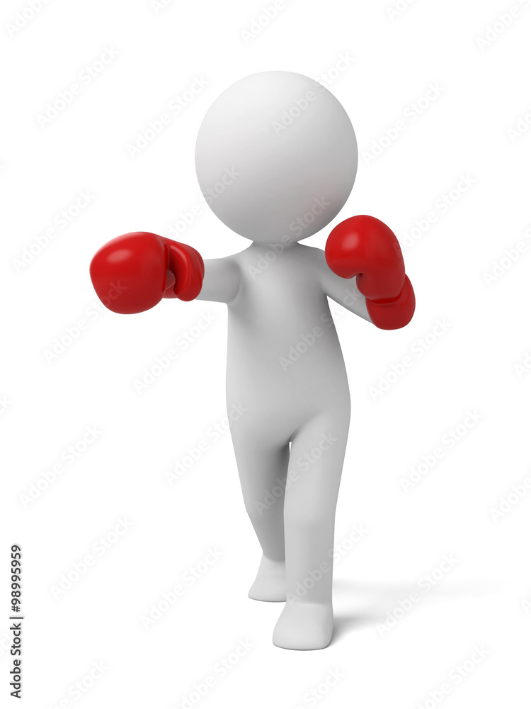 3d people with red boxing gloves. 3d image. Isolated white background 3d people with red boxing gloves. 3d image. Isolated white background