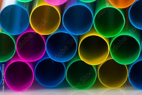 Closeup Colorful drinking straws