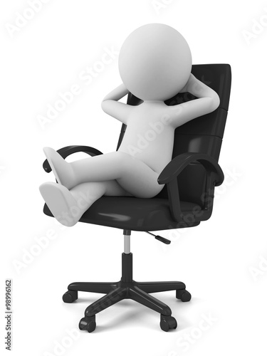 3d people sitting in chair thinking. 3d image. Isolated white background