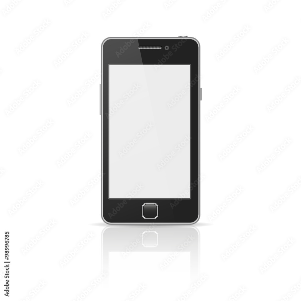 Smart phone, realistic vector illustration. This file is EPS10 vector and it includes transparency effects. Smart phone, realistic vector illustration. This file is EPS10 vector and it includes transparency effects.