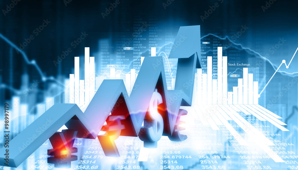 Economical stock market graph with global currencies Economical stock market graph with global currencies