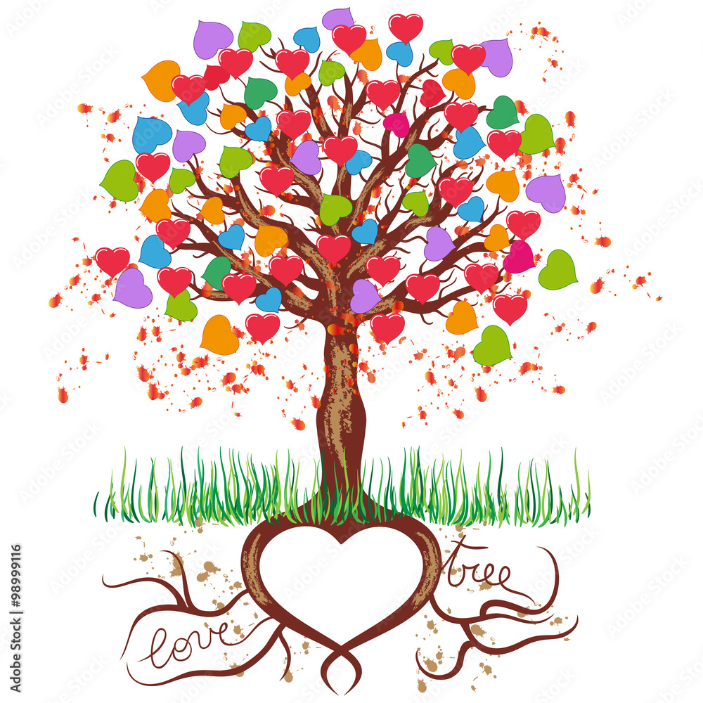 Vettoriale Stock Albero con Cuori Colorati - Colorful Love Tree | Adobe  Stock