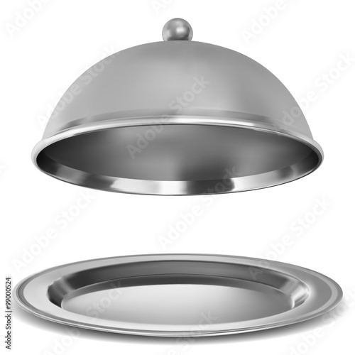 Vector silver opened cloche on white background photo