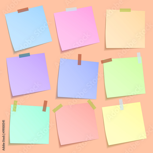 Set of different vector note papers.
