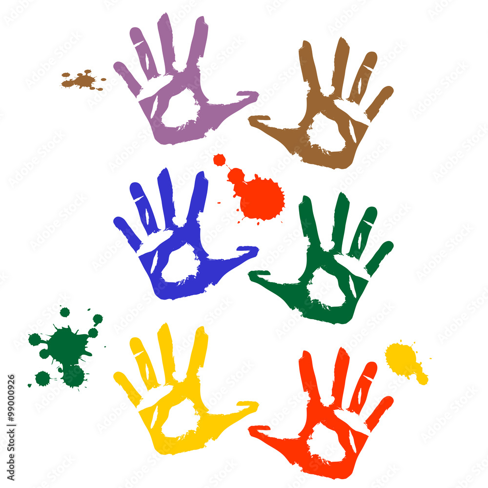 Fototapeta premium Colored Hand Print icon, vector illustration