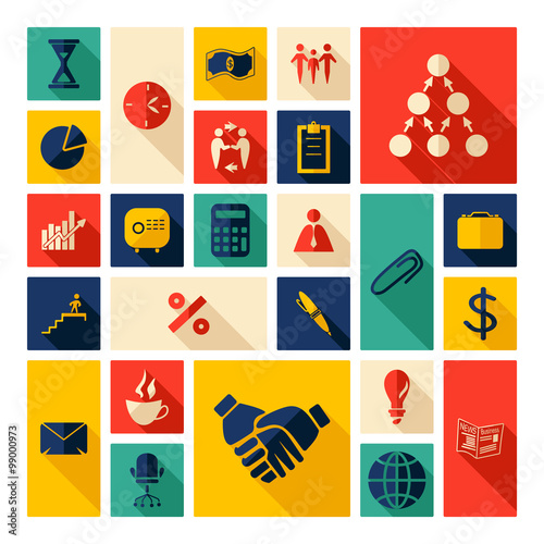 Flat concept design with shadow  Set business