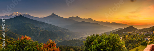 Sunrise over Himalaya mountains photo
