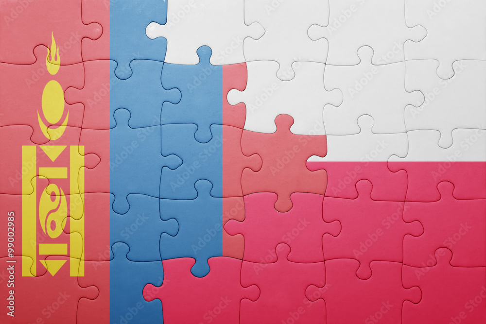 puzzle with the national flag of mongolia and poland puzzle with the national flag of mongolia and poland
