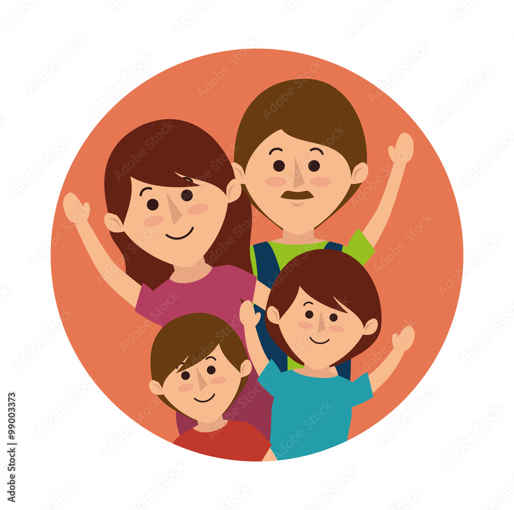 Family colorful cartoon