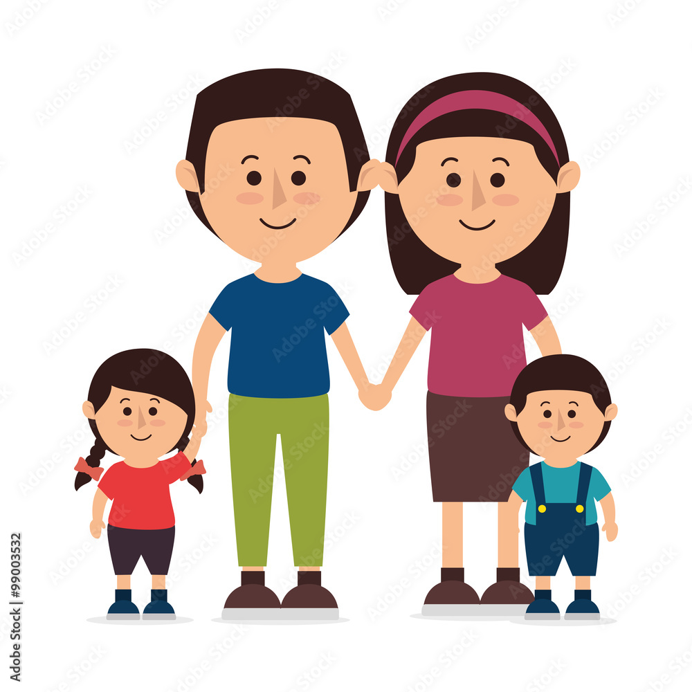 Family colorful cartoon