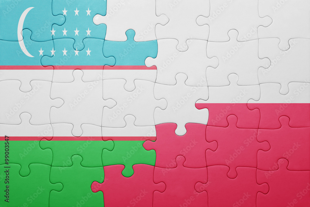 puzzle with the national flag of uzbekistan and poland puzzle with the national flag of uzbekistan and poland