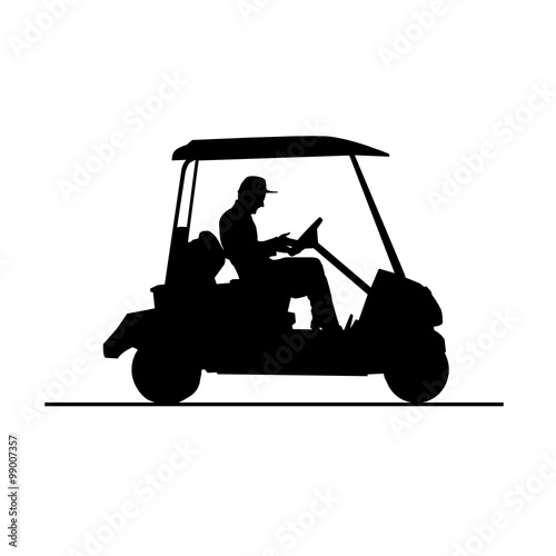 golf vehicle vector in black and white