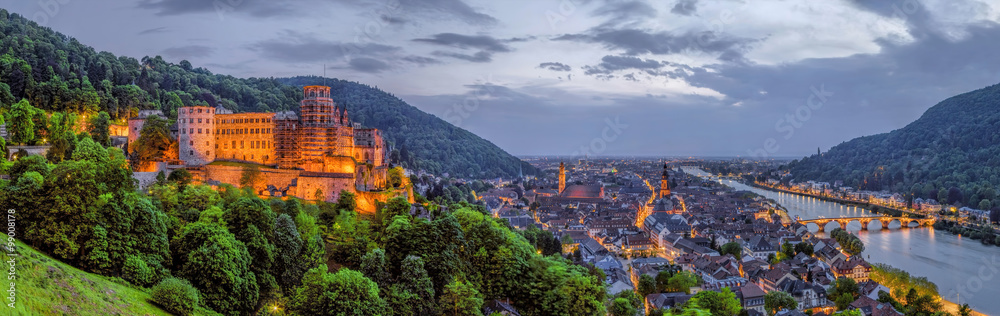 Photos Heidelberg Schloss Abend Panorama