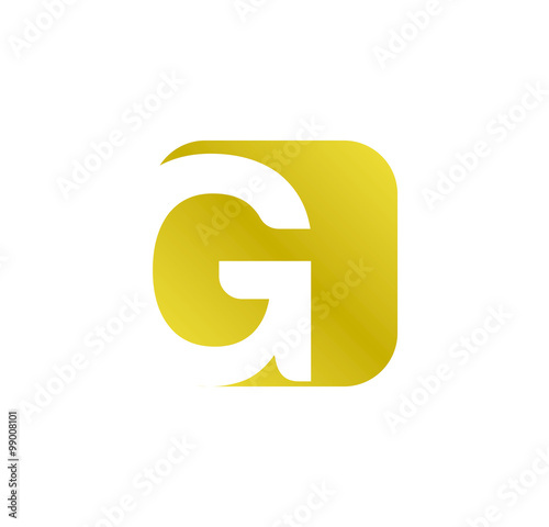 alphabet golden square shape letter G