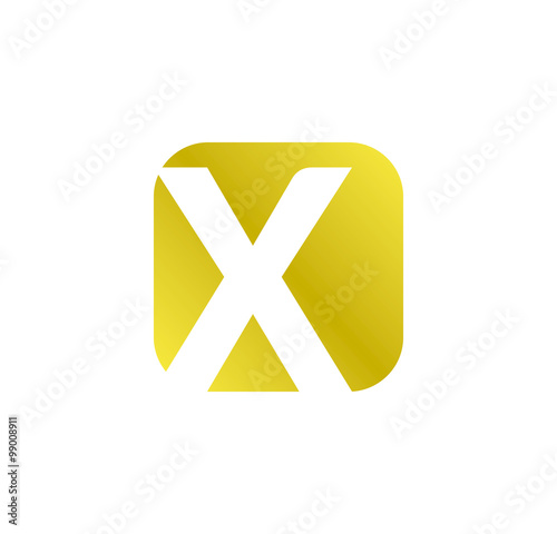 alphabet golden square shape letter X