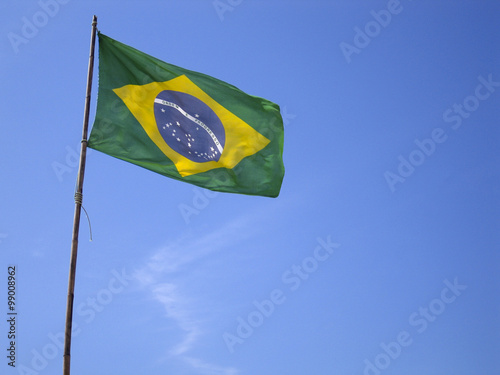 Brazilian flag on blue sky