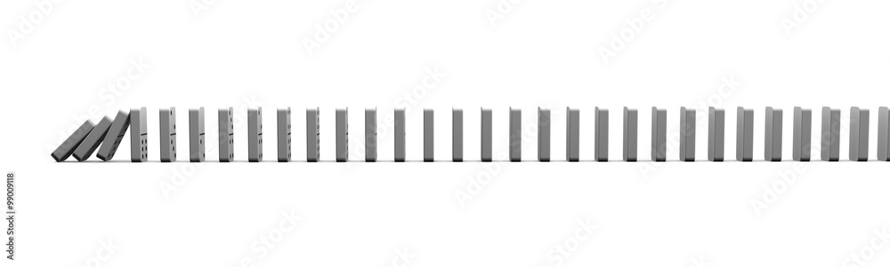 Domino pieces falling. Horizontal illustration with dominoes isolated on white background. Domino pieces falling. Horizontal illustration with dominoes isolated on white background.