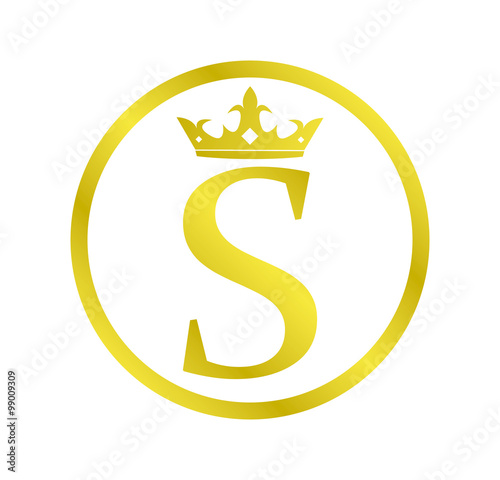Alphabet Golden Circle Letter S With Crown Stock Vector Adobe Stock