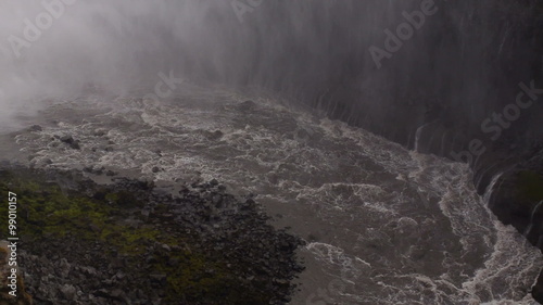Dettifoss on Iceland: Europe's largest waterfall, steadycam, slow motion shot
