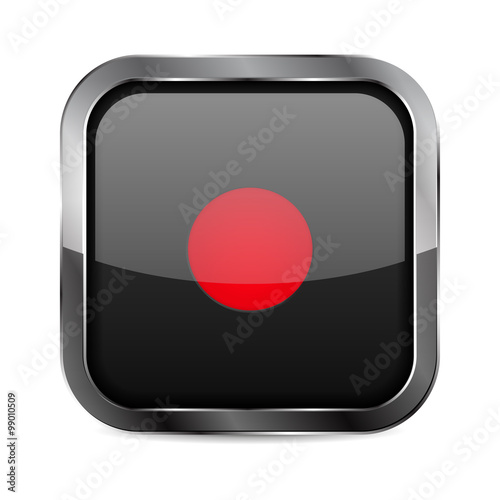 Square Button. Black Shiny glass button with metal frame. Record icon. Free Download Square Button. Black Shiny glass button with metal frame. Record icon. - GFXLoad