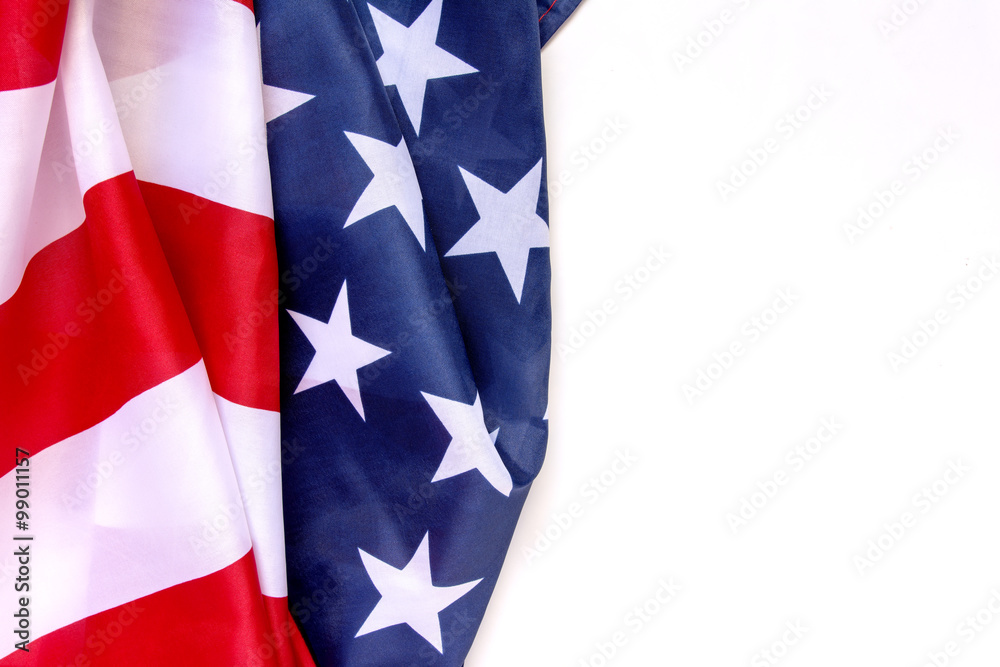 Fototapeta premium American flag on plain back ground with space for text