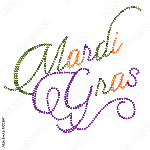 Mardi Gras spelled out by beads design element. EPS 10 vector.