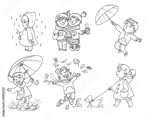 Walk on outdoors. Coloring book