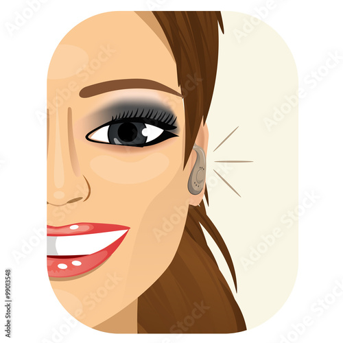 smiling woman wearing a hearing aid