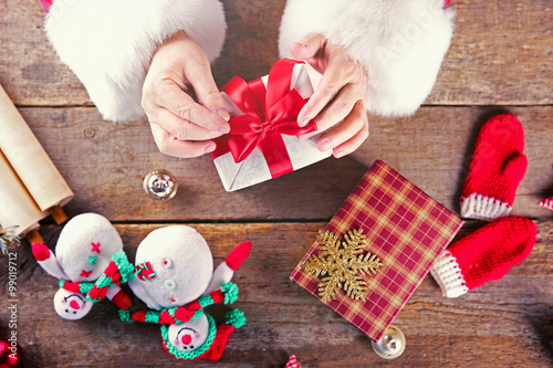 Beautiful gift box in Santa...