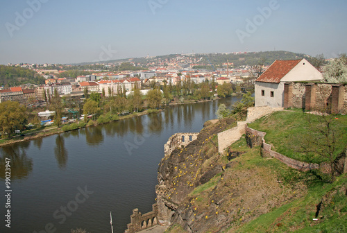 PRAGUE, CZECH REPUBLIC - APRIL 25, 2010: View on Vltava river in Prague from Vysehrad hills photo