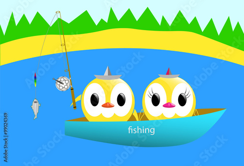 vector chickens fishing