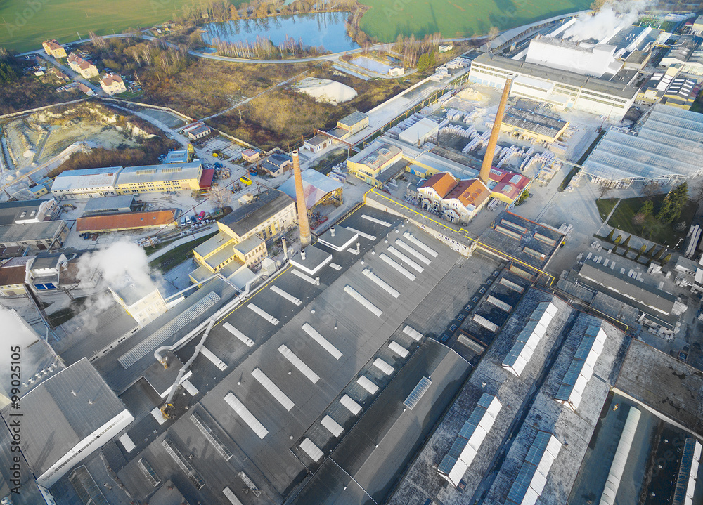 Aerial view to industrial zone and technology park near Pilsen city in Czech Republic, Europe. Aerial view to industrial zone and technology park near Pilsen city in Czech Republic, Europe.