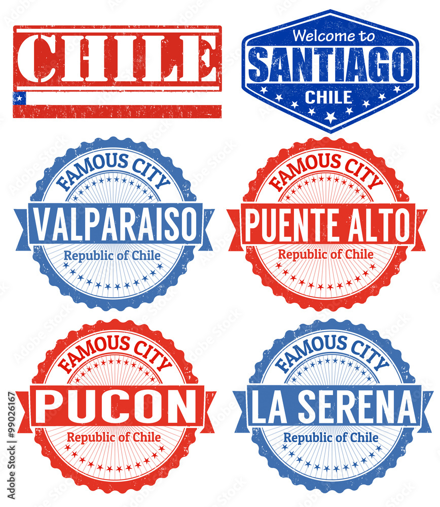 Obraz premium Chile cities stamps