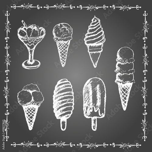 Chalk ice cream set.