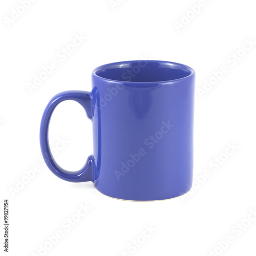 Navy blue empty tea or coffee cup front view isolated on white