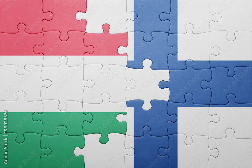 puzzle with the national flag of hungary and finland puzzle with the national flag of hungary and finland