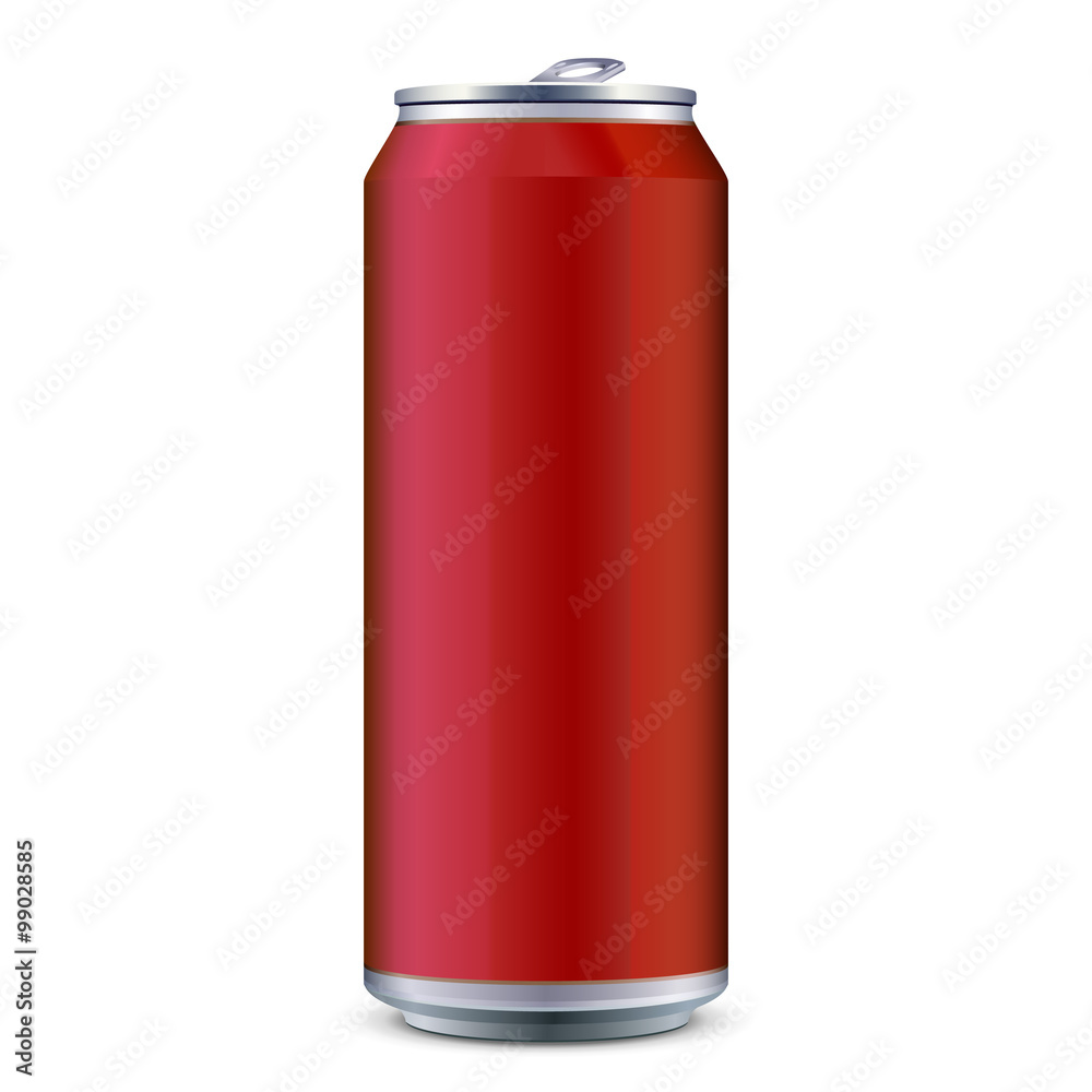 Red Metal Aluminum Beverage Drink Can 500ml. Ready For Your Design. Product Packing Vector EPS10 Red Metal Aluminum Beverage Drink Can 500ml. Ready For Your Design. Product Packing Vector EPS10