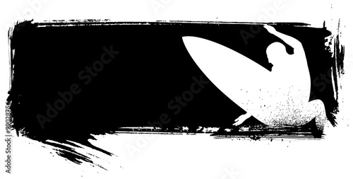 inky surf banner with surfer doing great jump