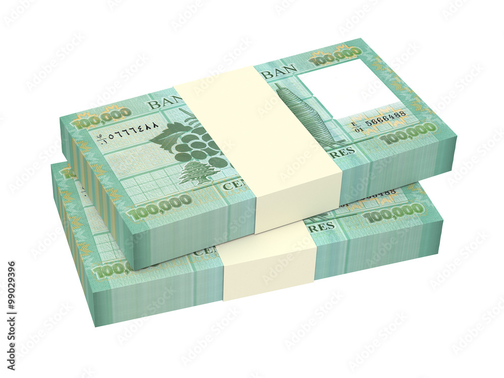Lebanese pounds isolated on white background Computer generated 3D photo rendering Lebanese pounds isolated on white background Computer generated 3D photo rendering