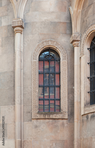 architectural columns building in old city Lviv