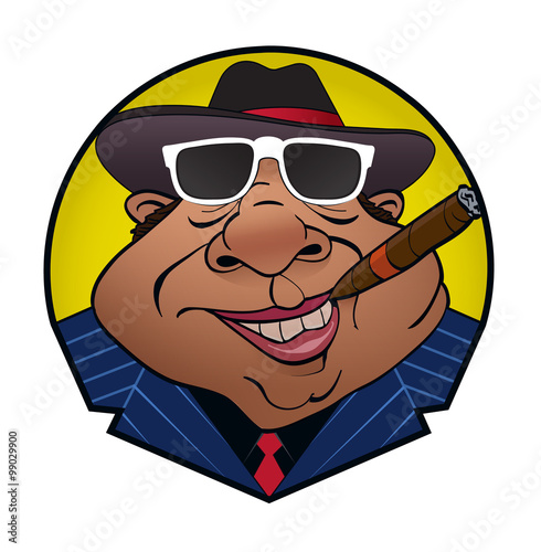 Gangster / A funny mobster in a pinstripe suit.