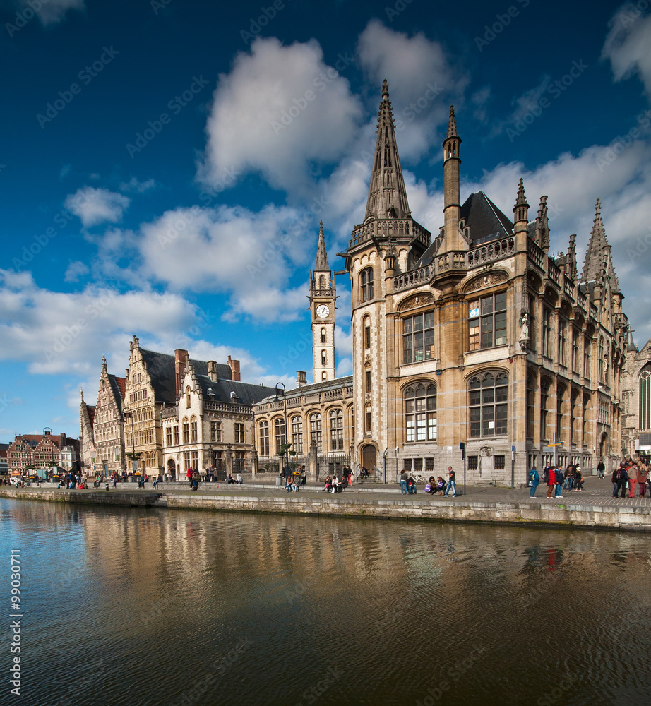 Nice houses in the old town of Ghent, Belgium