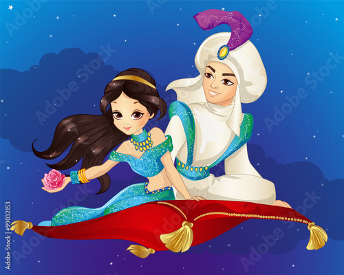 Aladdin On Flying Carpet At Night