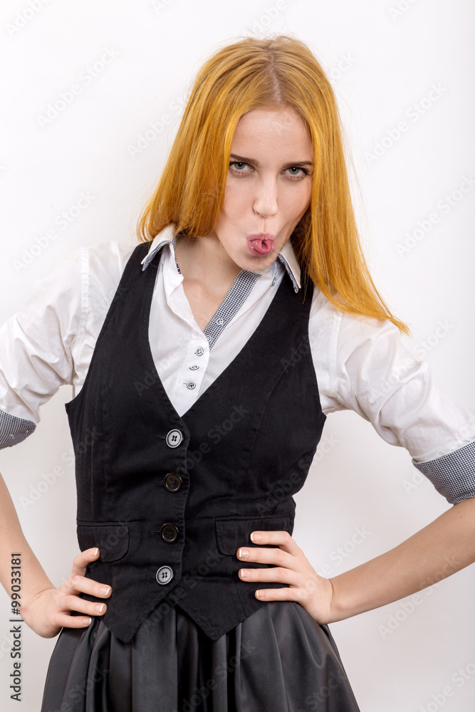 girl shows tongue girl shows tongue