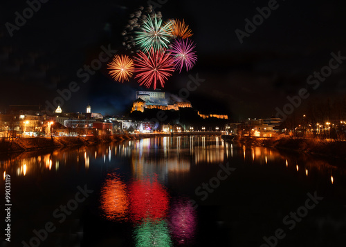 Canvas Print Silvesterfeuerwerk in Kufstein/Tirol