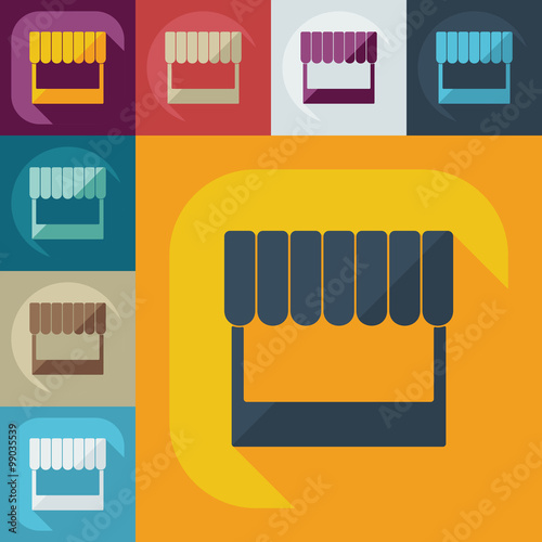 Flat concept, set modern design with shadow marketing sales