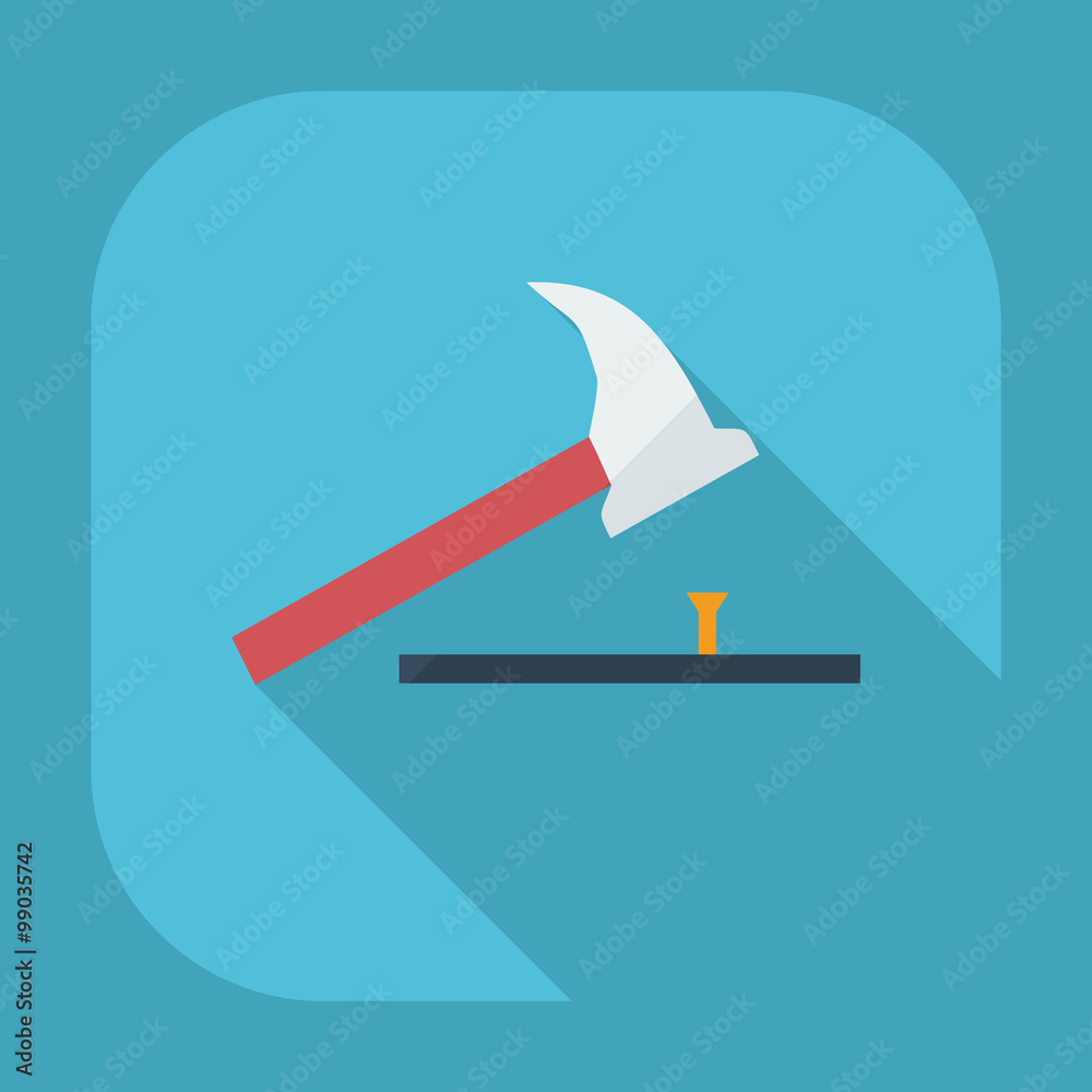 Flat modern design with shadow icons hammer Flat modern design with shadow icons hammer