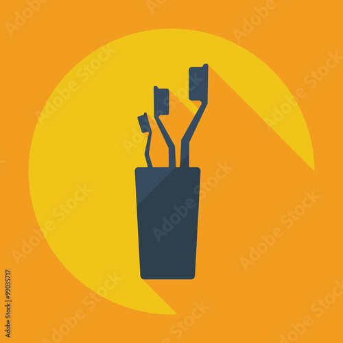 Flat modern design with shadow toothbrushes