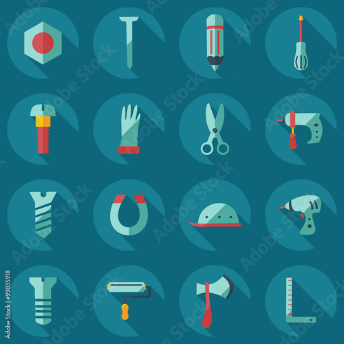 Flat concept, set modern design with shadow construction
